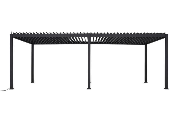 Pergola bioclimatique motorisée en aluminium rubans LED 17,8 m²