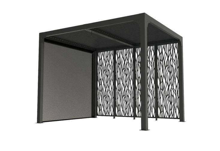 Pergola bioclimatique alu 7,2 m² - store latéral et moucharabieh