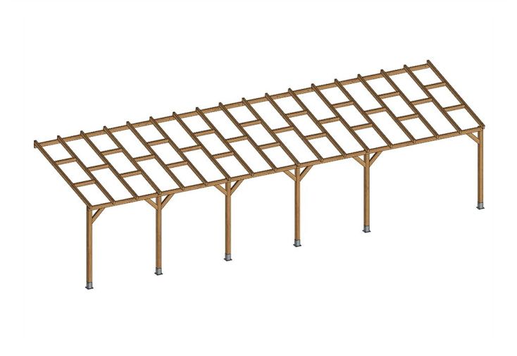 Pergola en Bois Traité Autoclave Sans Couverture 3x10,4 m