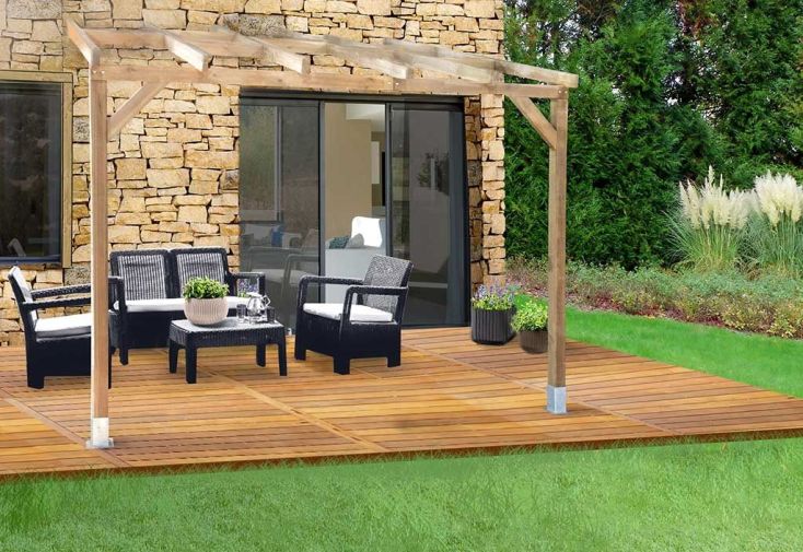 Pergola en Bois Traité Autoclave Sans Couverture 3x3m