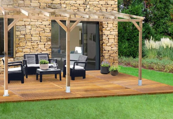 Pergola en Bois Traité Autoclave Sans Couverture 3x4,9 - Chalêt-Jardin