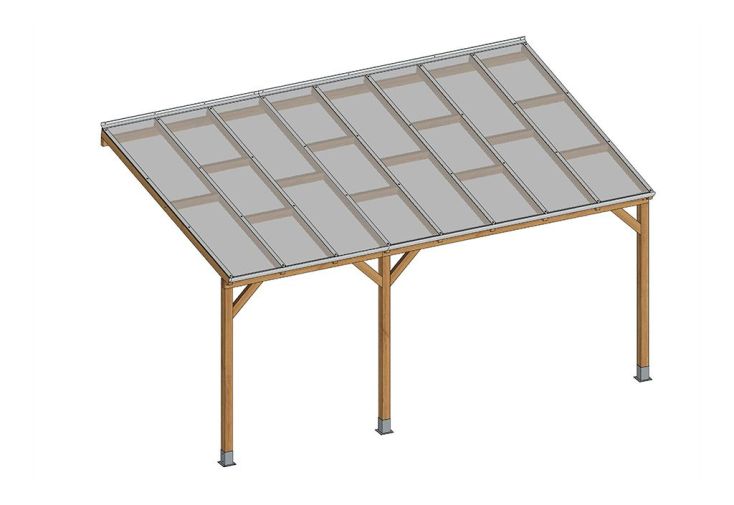 Pergola en Bois Traité Autoclave avec Polycarbonate 6mm 3x4,9m