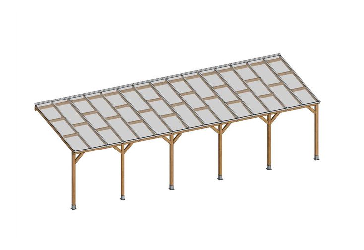 Pergola en Bois Traité Autoclave avec Polycarbonate 6mm 3x9,2m