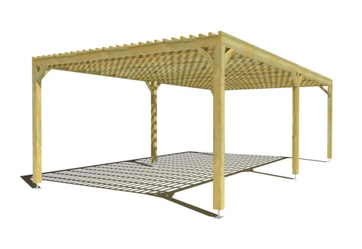 Pergola bois autoclave autoportée toiture lattage - ventelles profondeur