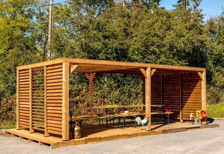 Pergola en Bois d’Épicéa Traité avec Ventelles Mobiles 20 m²