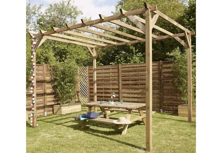 Pergola en bois de pin traité sans couverture Magdalie – 12 m² 