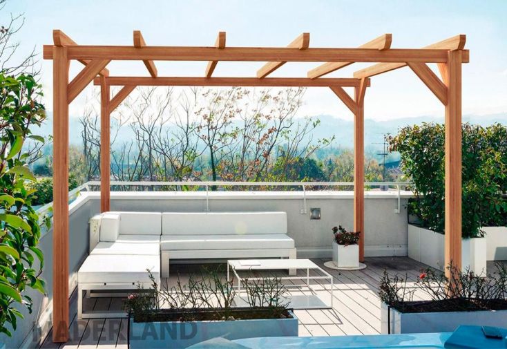 Pergola en bois lamellé collé brut autoportée - Villeurbanne
