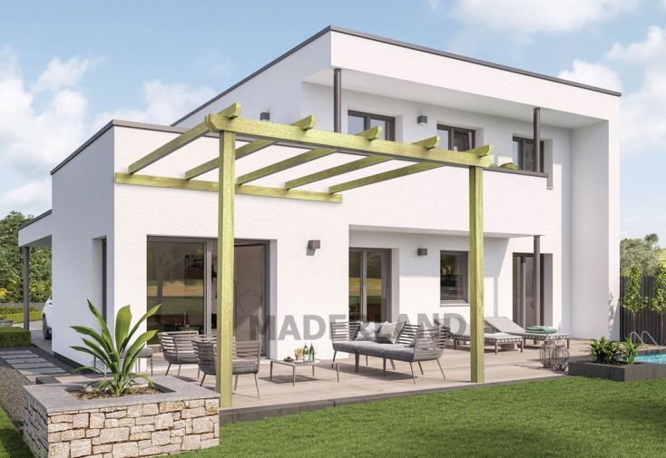 Pergola adossée en bois massif traité autoclave - Lloret