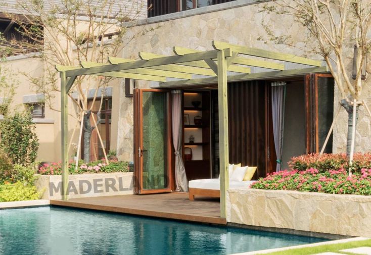 Pergola adossée en bois massif traité autoclave - Narbonne