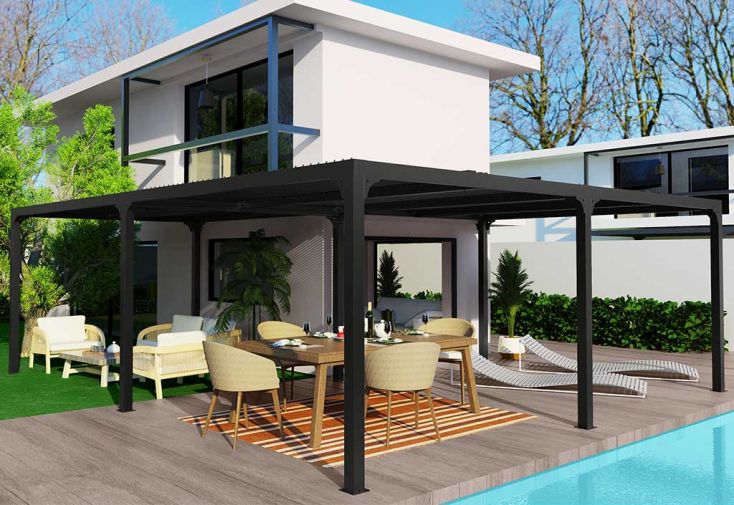 Pergola bioclimatique lames orientables en aluminium 32,63 m²