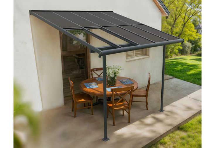 Pergola adossée avec toit rétractable en polycarbonate Sierra – 9,3 m²