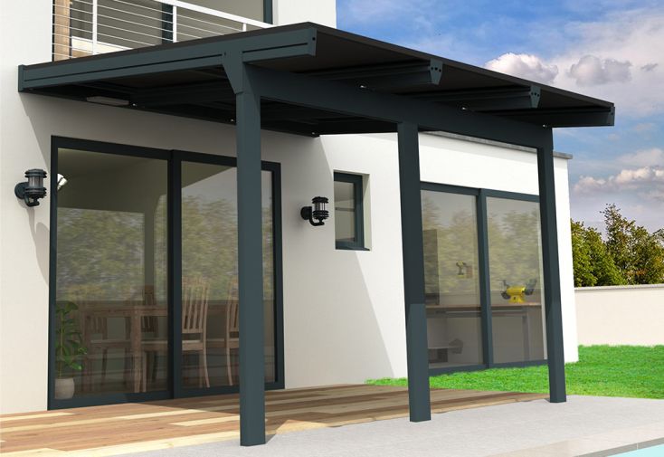 Pergola photovoltaïque en aluminium Cornaline gris – 19,9 m²