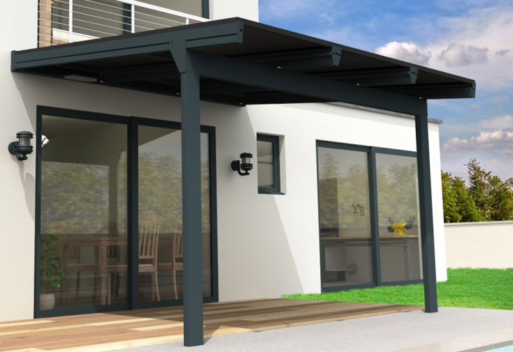 Pergola photovoltaïque en aluminium Cornaline gris – 15,9 m²