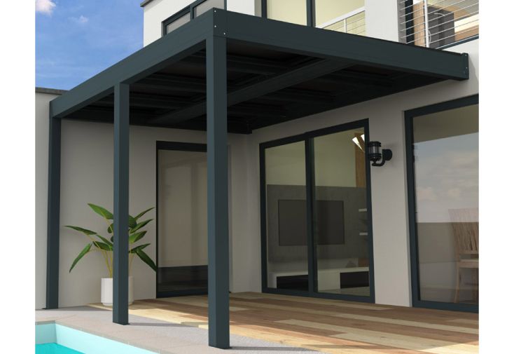 Pergola photovoltaïque en aluminium Heliolite anthracite – 24,4 m²