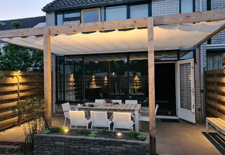 Toile rétractable pour pergola 2,90 x 6 m en PEHD + fixations