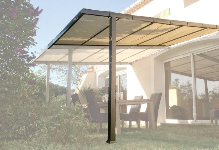 Extension pour pergola adossée Phoenix avec toile - 2,00 m