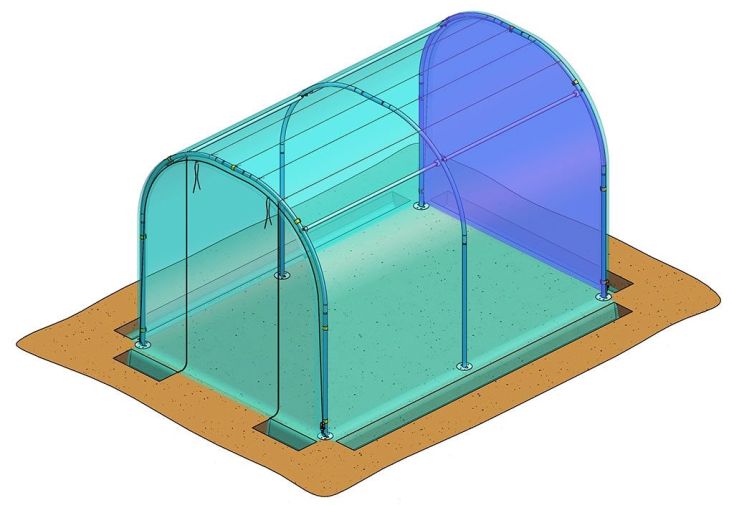 Bâche de Pignon Arrière pour Serre de Jardin Tunnel Richel 2x3 et 2x4 Pied Droit