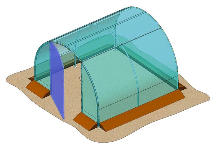 Bâche de Porte Avant pour Serre de Jardin Tunnel Richel 3x3 Pied Droit