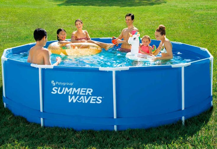 Piscine hors-sol tubulaire ronde ∅366 x 91 cm - PVC bleu