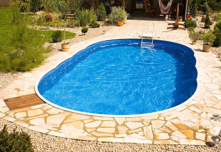 Piscine Hors-Sol / Semi-Enterrée en Acier Imitation Bois Azuro VAR 405 DL 7,3 x 3,7 m