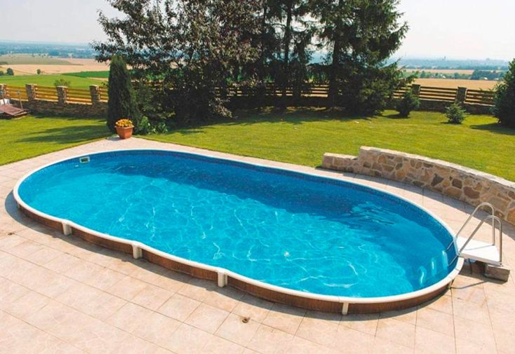 Piscine Hors-Sol / Semi-Enterrée Acier Imitation Bois Azuro VAR 407 DL 9,1 x 4,6 m