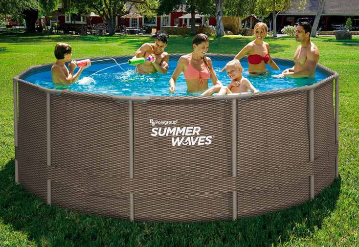 Piscine tubulaire hors sol rectangulaire avec filtre dim. 440L x 240l x  122H cm acier PVC gris clair - Piscine hors sol - Piscine et Spa - Jardin  et Plein air