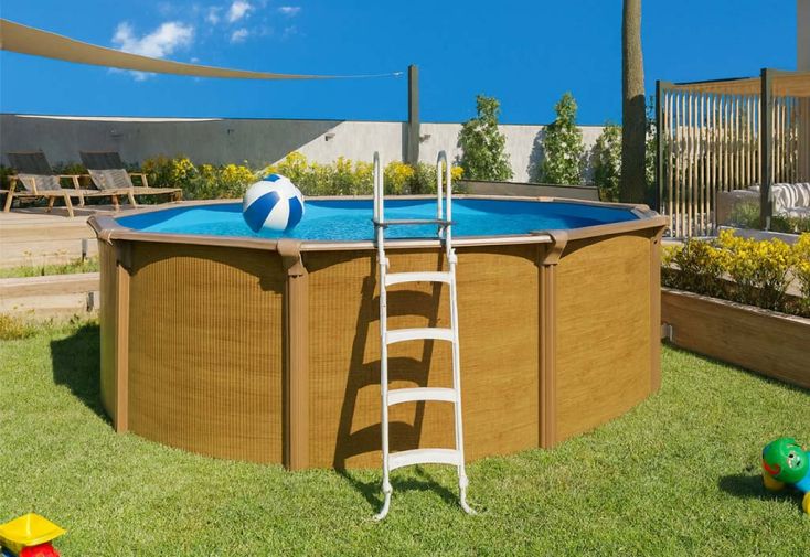 Piscine hors-sol en métal effet bois Osmose – 3,95 x 4,90 x 1,32 m