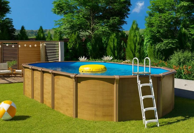 Piscine hors-sol en métal effet bois Osmose – 3,95 x 7,60 x 1,32 m