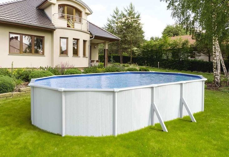 Piscine en métal hors-sol ovale 7,9 x 4,85 m + accessoires - Saphir