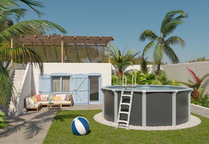 Piscine hors-sol Trigano en acier - Osmose anthracite Ø 4,60 m + acc.