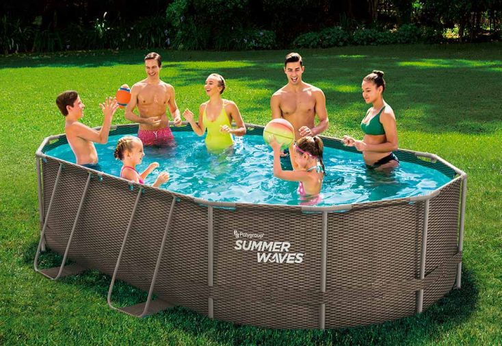 Piscine hors-sol tubulaire ovale - 4,88 x 3,05 x 1,07 m – PVC aspect tressé