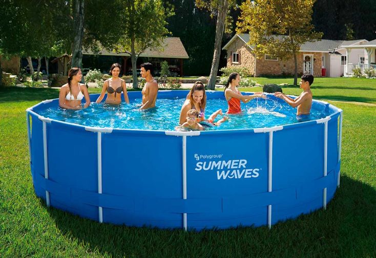 Piscine hors-sol tubulaire ronde ∅457 x 122 cm - PVC bleu