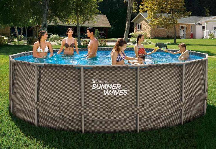 Piscine hors-sol tubulaire ronde effet tressé – ø 4,57 m