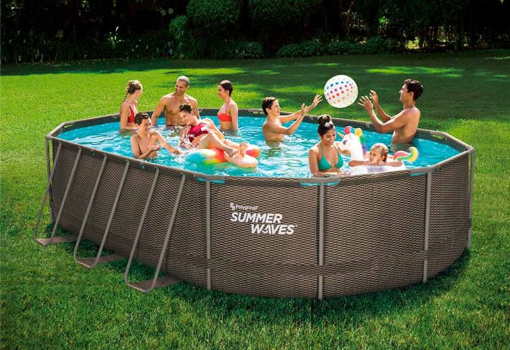 Piscine hors-sol tubulaire ovale - 6,10 x 3,66 x 1,22 m – PVC aspect tressé