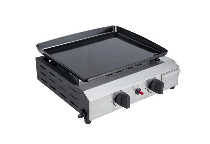 Plancha à gaz 2 brûleurs 4,8 kW – 40 x 34 cm