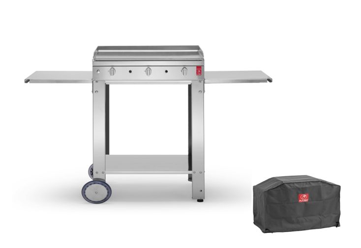 Plancha Gaz Inox CHEF 80 XL + Chariot Ouvert (Pack Complet)