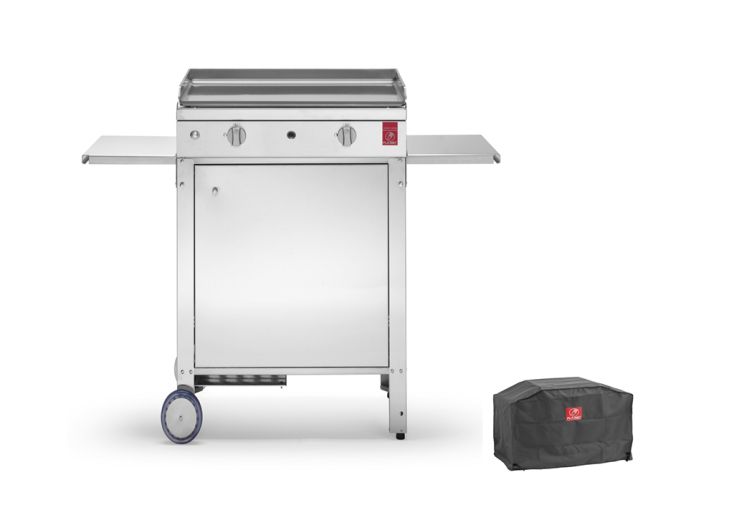 Plancha Gaz Inox CHEF 55 XL + Chariot Fermé (Pack Complet) - Pla.Net