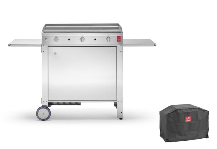 Plancha Gaz Inox CHEF 80 XL + Chariot Fermé (Pack Complet)