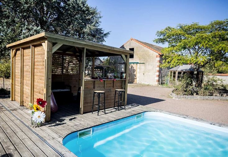 Pool House en Bois 2 Comptoirs Blueterm 12 m²