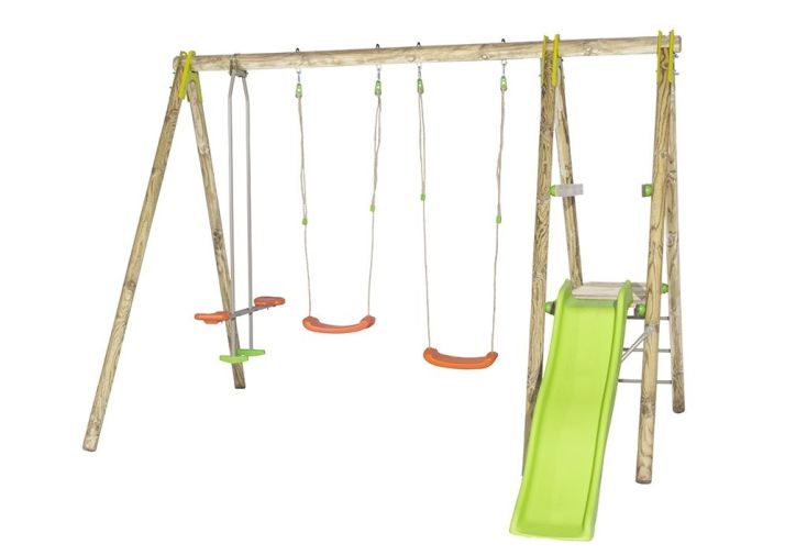 Portique Balançoire et Toboggan Bois 2,30 m Tutti