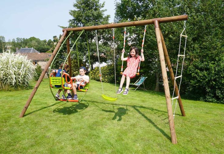 Portique Bois 1 Balancoire 1 Echelle 1 Trapeze 1 Balancelle Juliette Soulet