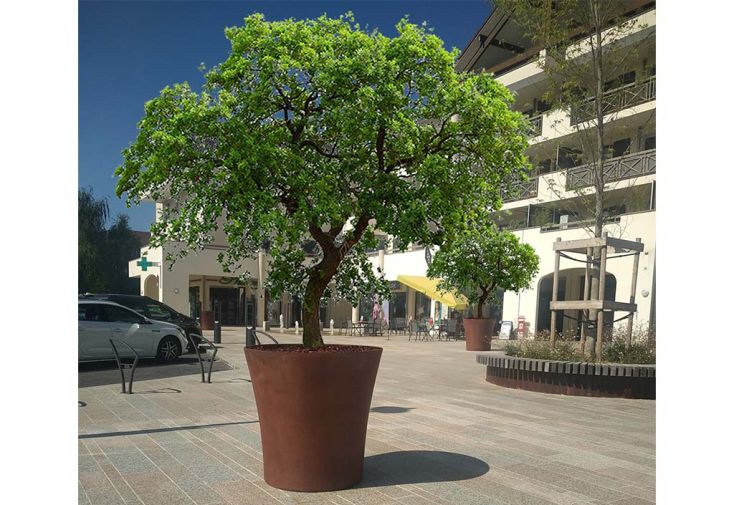 Pot de fleurs rond en PEHD effet corten – Vogue Ø 104 cm