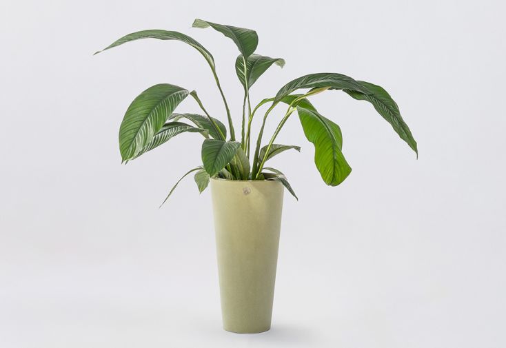 Pot de fleurs design rond en PEHD finition velours PAPI 