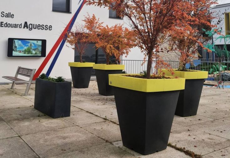 Pot de fleurs XXL PAPI en PEHD - Déco Bikoul carré 2 couleurs
