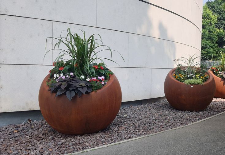 Pot de fleurs rond PAPI en PEHD finition corten 80 cm - Minimo