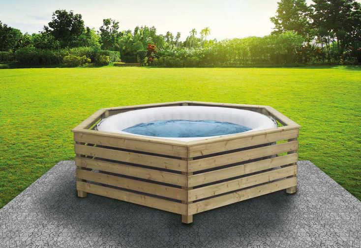 Habillage en bois pour spa gonflable rond et carré – ø 181 à 205 cm