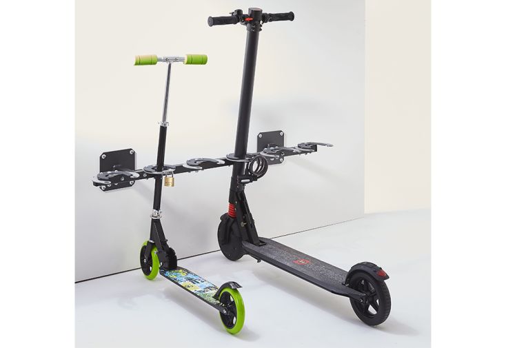 Range-trottinettes mural avec arceaux pour antivols – 6 trottinettes  