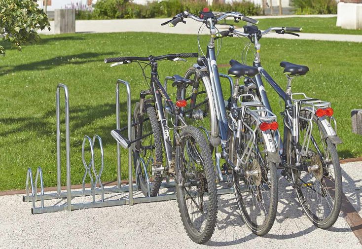 Range-vélos 5 vélos en acier avec arceaux pour antivol Mottez