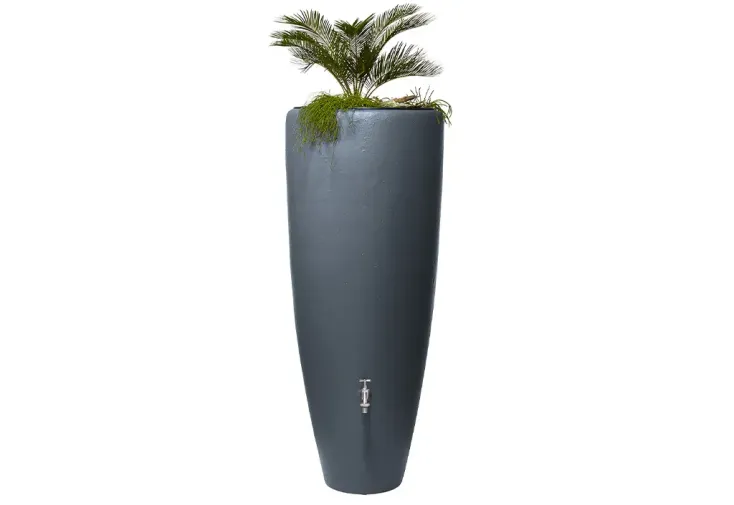 Récupérateur d’eau de pluie 300 L gris graphite + bac à plantes - 2 en 1