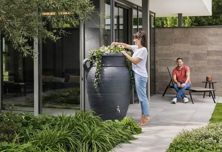 Récupérateur d’eau de pluie 600 L - Amphore Antik Gris granite